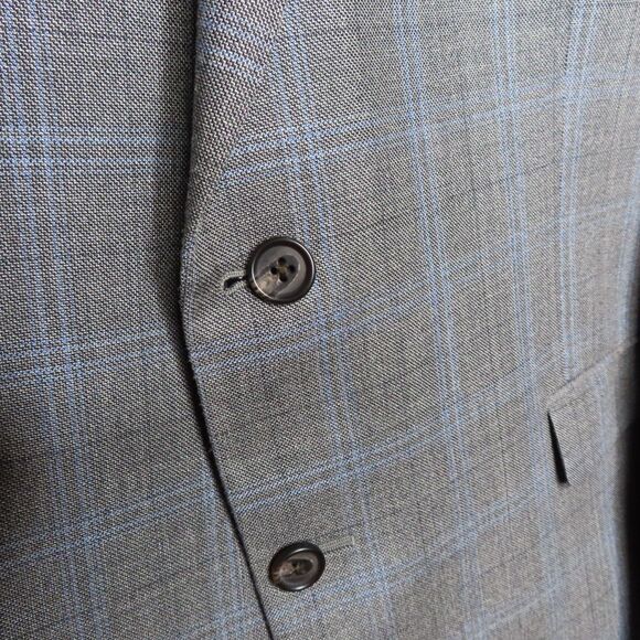 Lauren Ralph Lauren Sport Coat Mens 46R Gray Blue Plaid Wool Silk Executive Fit - Picture 5 of 12